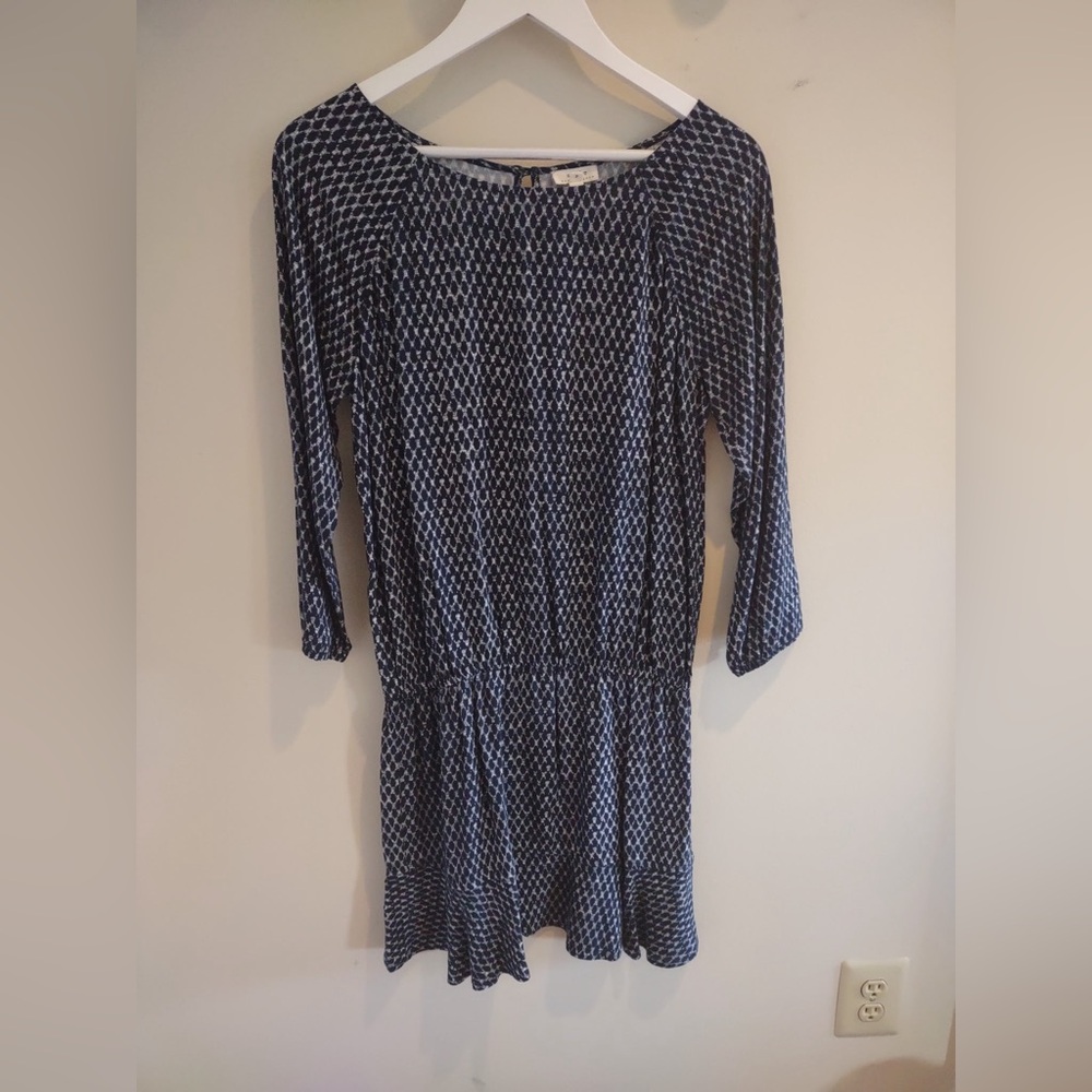 Joie Navy Geometric Long Sleeve Dress